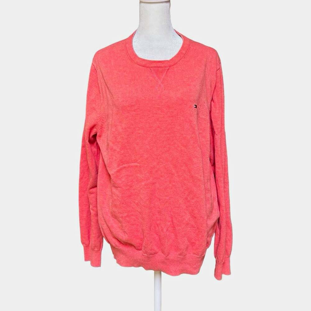 Tommy Hilfiger Knit Cotton Crewneck Pullover Sweater Men’s M Pink Solid Logo